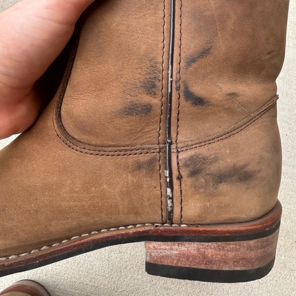 Redhead Western Boots Cowgirl Cowboy Genuine Real Leather Brown Tan 7.5 - Picture 8 of 10